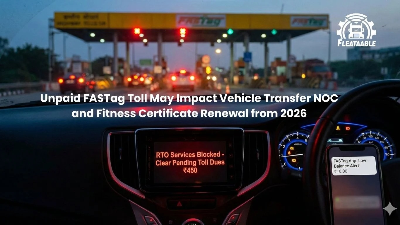 Unpaid FASTag Toll May Impact Vehicle Transfer NOC and Fitness Certificate Renewal from 2026